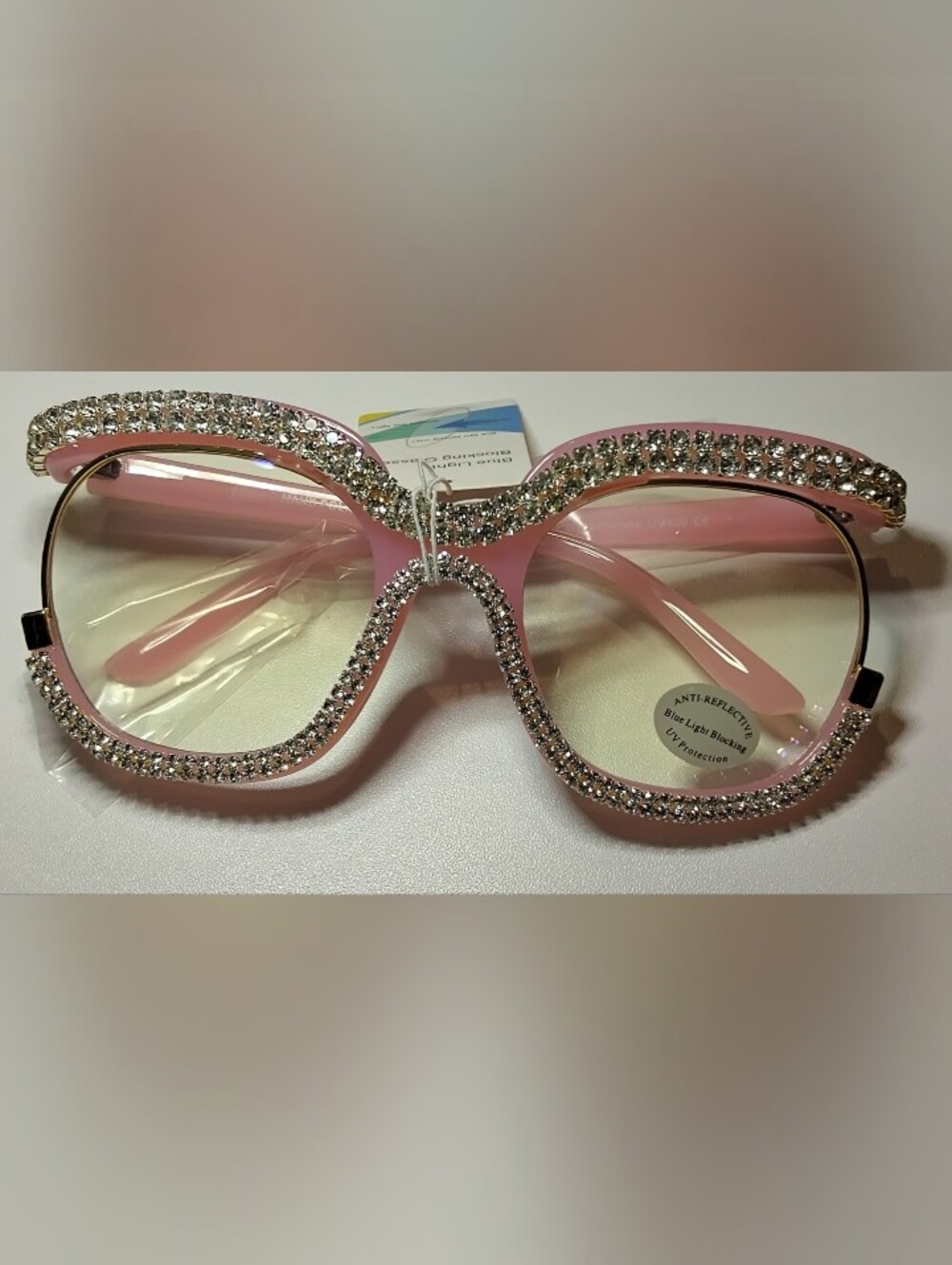 Pink Crystal-Trim Cat Eye Sunglasses